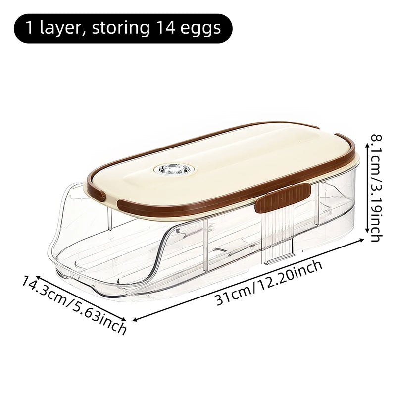 Large Egg shelf Holder for Fridge Egg Organizer Clear Plastic Egg Container Stackable Egg Dispenser and Storage Bin