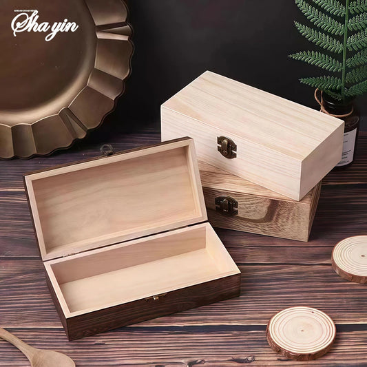 1PC Wooden Gift Box - Rectangular Wooden Box - Colored Storage Box - Wooden Gift Packaging Box