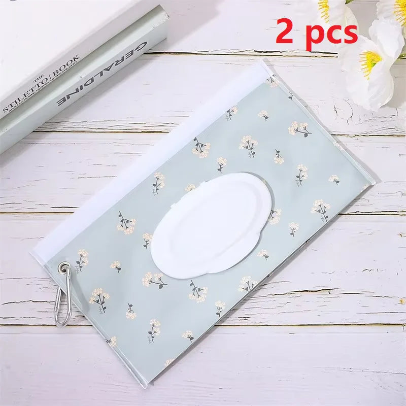 EVA Baby Wet Wipe Pouch Portable Wipes Holder Case Flip Cover Snap-Strap Reusable Refillable Cosmetic Pouch Useful Tissue Box