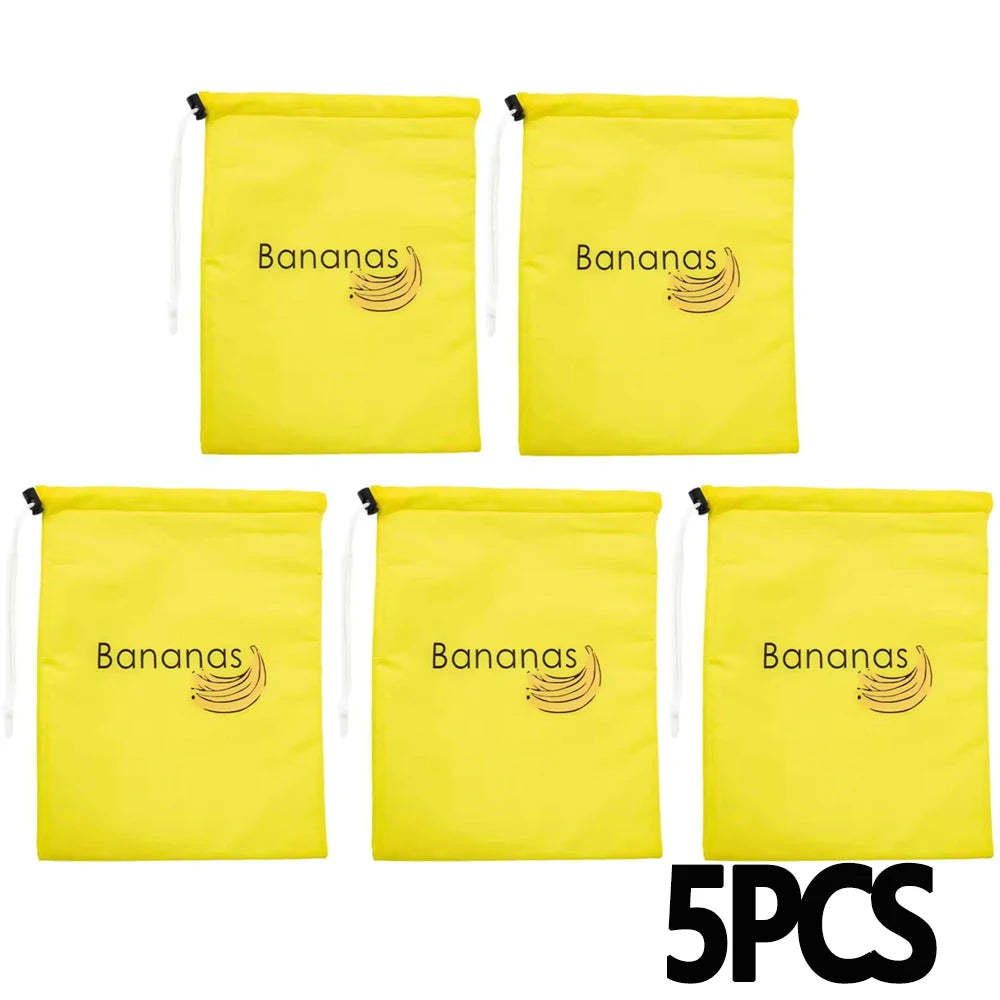 1/2/3/5Pcs Durable Yellow Banana Storage Bags Insulated Fruit Vegetable Fresh-keep Bundle Pocket Drawstring Banana Preserve Bag