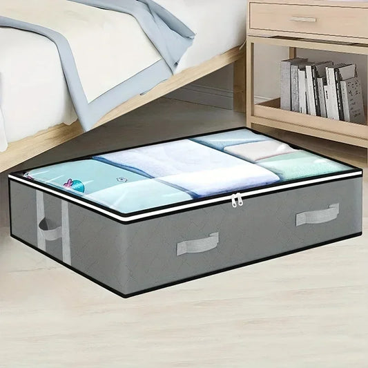 1pc/2pcs/3pcs Dustproof Under Bed Storage Box with Reinforced Handles for Comforter Blanket Pillow and Toys Bedroom Accessories
