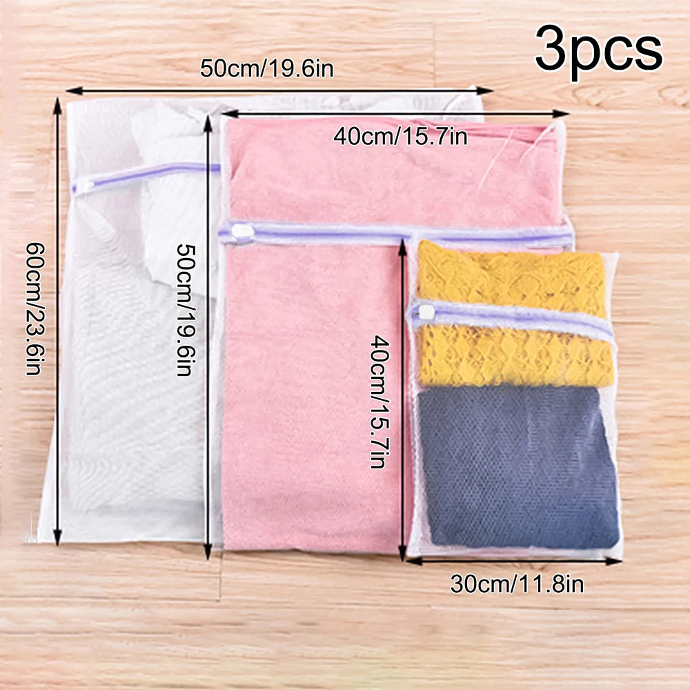1Set Of 3 Zipper Purple Fine Mesh Three-Piece Set Of Classified Clothes Washing Machine Special Care Bag
