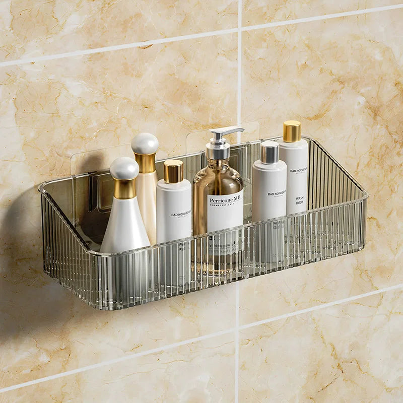 Corner Wall Mounted Cosmetics Storage Rack Plastic No Hole Required Organizer for Bathroom Accessories