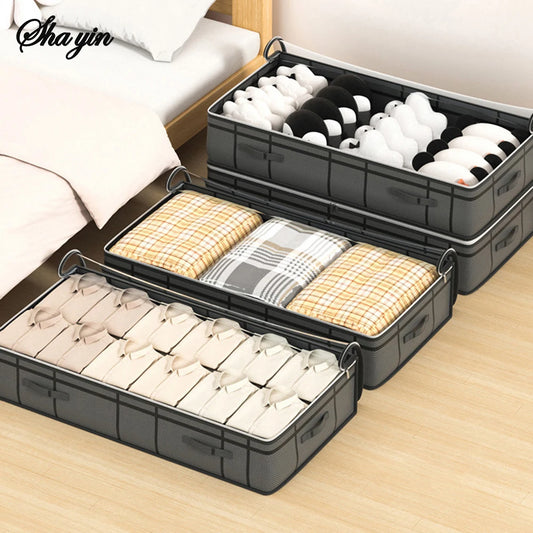 1PC foldable non-woven bed bottom storage bag Large capacity clothing blanket storage bag Tidy bedroom closet dust