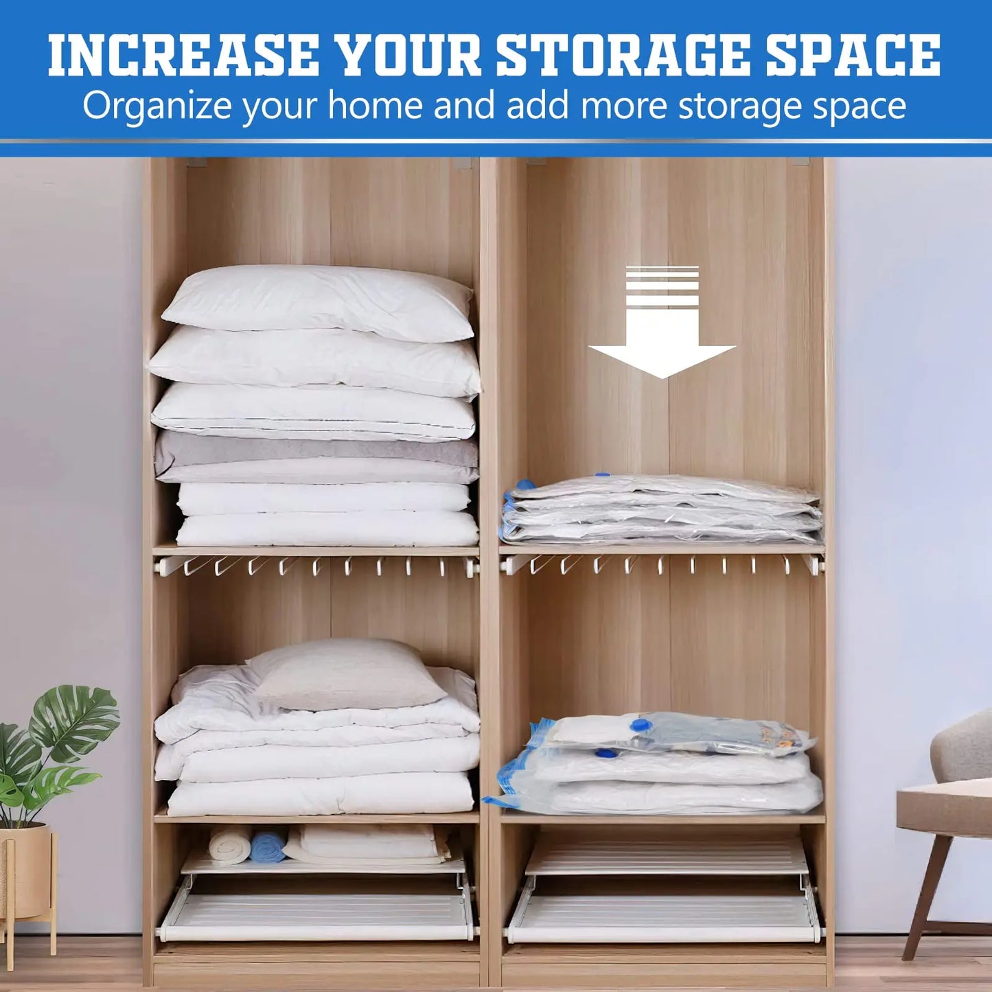 Vacuum Storage Bags Vacuum Seal Bag Space Saving Bags for Comforters Clothes Pillow Bedding Blanket Storage
