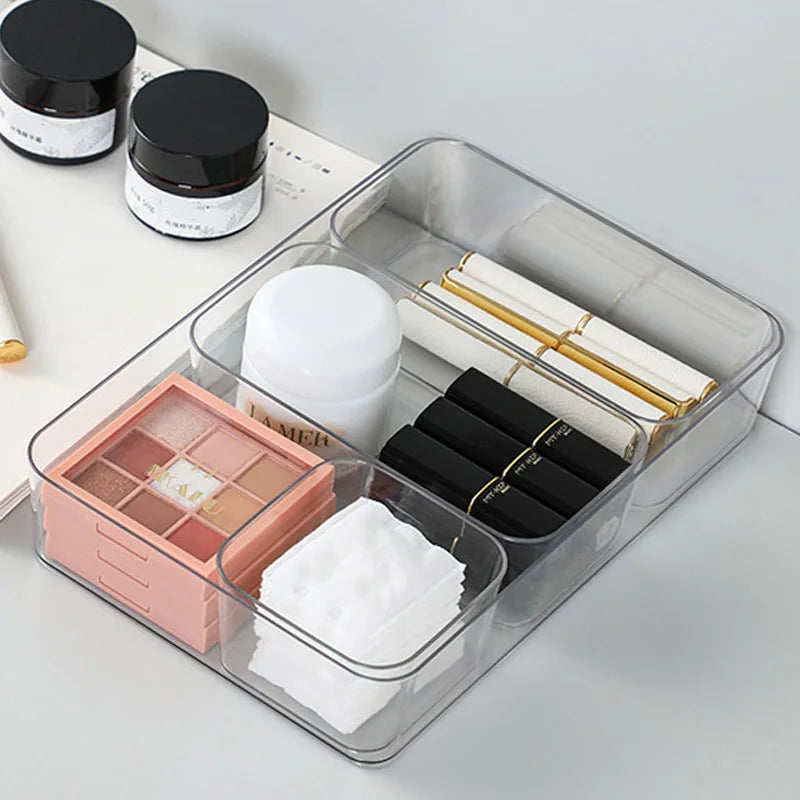 Clear Drawer Organizer Boxes Transparent Plastic Storage Bins Bedroom Dresser Office Storage Box for Makeup Jewelries Gadgets