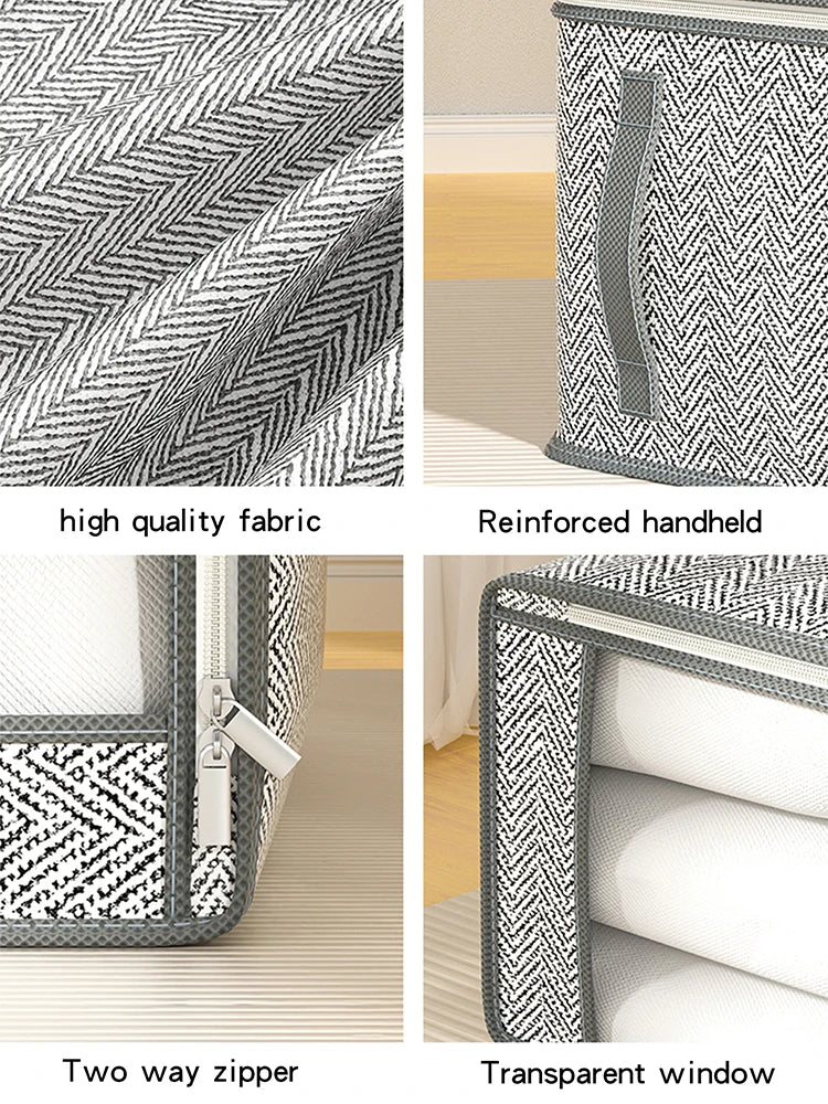 1PC gray clothes storage bag, quilt storage bag, wardrobe clothes sorting bag, with window storage bag, waterproof storage bag,