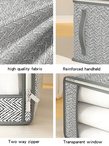 1PC gray clothes storage bag, quilt storage bag, wardrobe clothes sorting bag, with window storage bag, waterproof storage bag,