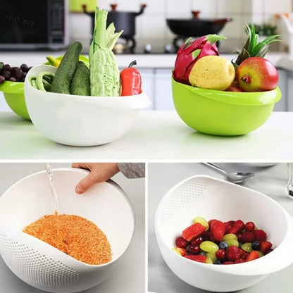 1PC-Plastic Colander Rice Bowl Drain Basket Fruit Bowl Washing Drain Basket with Handle Washing Basket Home Kitchen Organizer