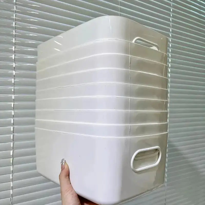 10pcs Large Capacity Storage Box with Cover Household Plastic Toy Storage Basket Snack Sundries Storage Box Desktop Organizer