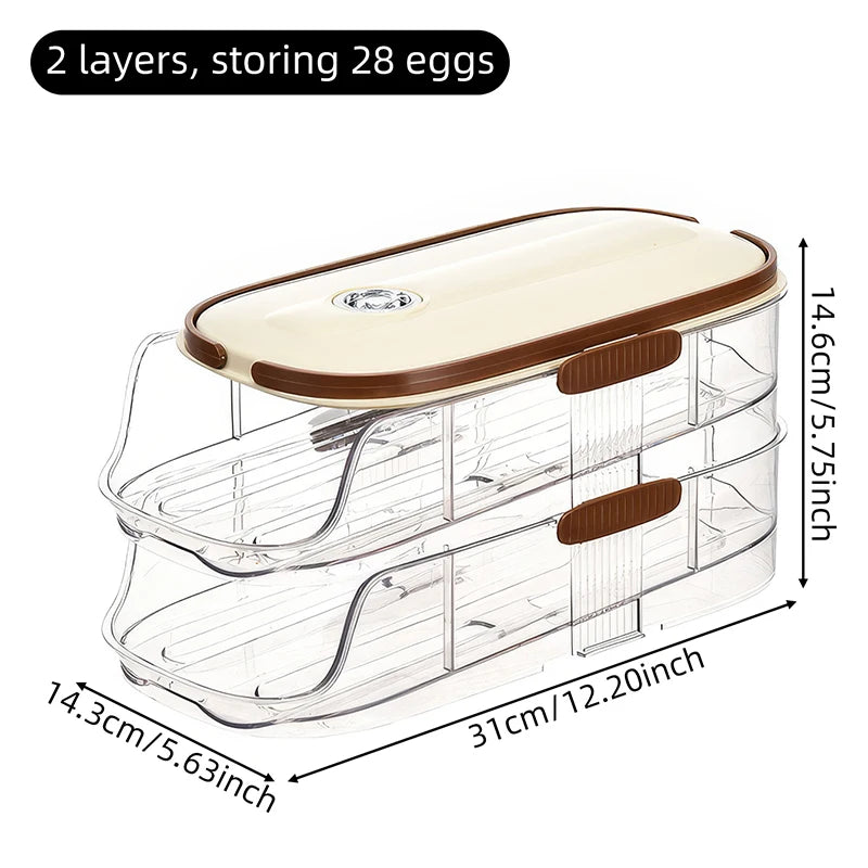 Large Egg shelf Holder for Fridge  Egg Organizer Clear Plastic Egg Container Stackable Egg Dispenser and Storage Bin