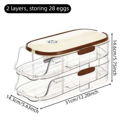 Large Egg shelf Holder for Fridge  Egg Organizer Clear Plastic Egg Container Stackable Egg Dispenser and Storage Bin