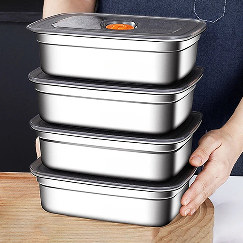 304 Stainless Steel Leak-proof Lunch Box with Lid Bento Box for Outdoor Camping Refrigerator & Freezer Storage Sealed Container