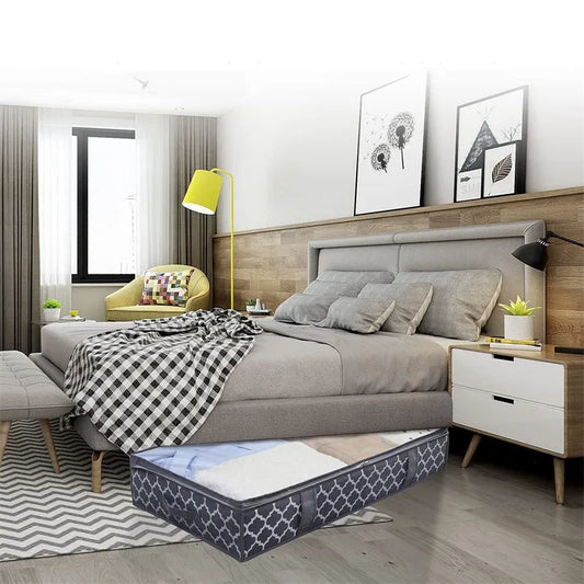 2pcs under the bed quilt storage bag with cover can be folded, can be used for bedding clothes toys with 4 reinforced handle