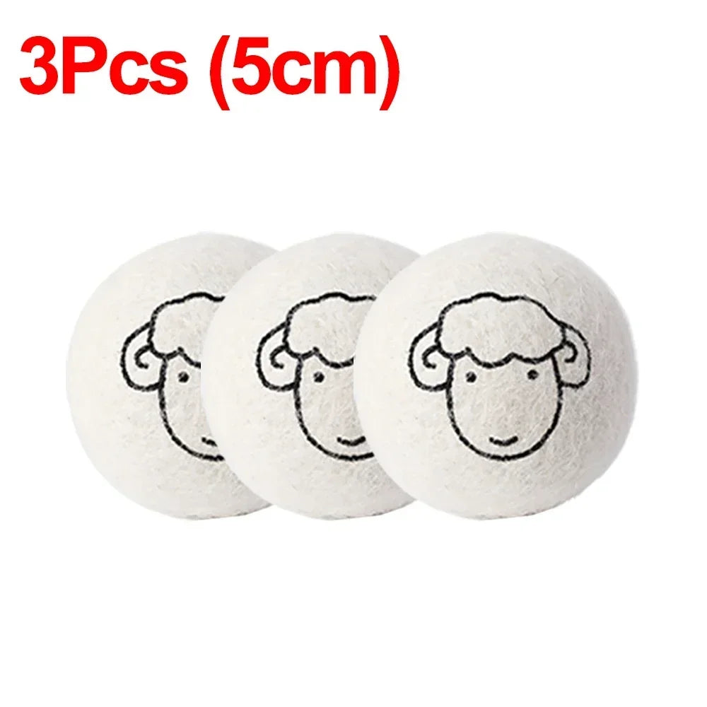 6Pcs Reusable Wool Dryer Balls Clothes Softener Laundry Fleece Dryer Ball Kit Home Clothes Dryer Washing Machine 3/4/5/6/7cm