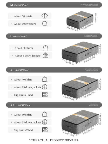 Extra-large capacity underbed clothing storage bag Quilt blanket storage bag Foldable pants coat storage bag Wardrobe organizer