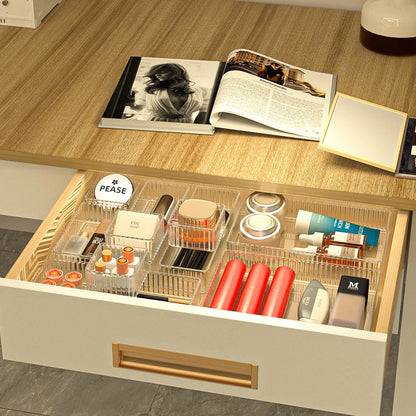 Transparent PET Multi-Compartment Drawer Organizer Cosmetic Makeup Storage Box Slide-Tracked Stackable for Desktop Kitchen Bathr