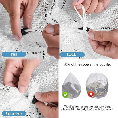 1PC Drawstring Laundry Bag Large Capacity 4 Size Fine Mesh Coarse Mesh Wash Bag For Clothes Jeans Blankets Durable Washing Net