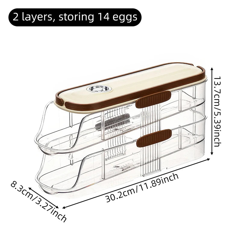 Large Egg shelf Holder for Fridge  Egg Organizer Clear Plastic Egg Container Stackable Egg Dispenser and Storage Bin