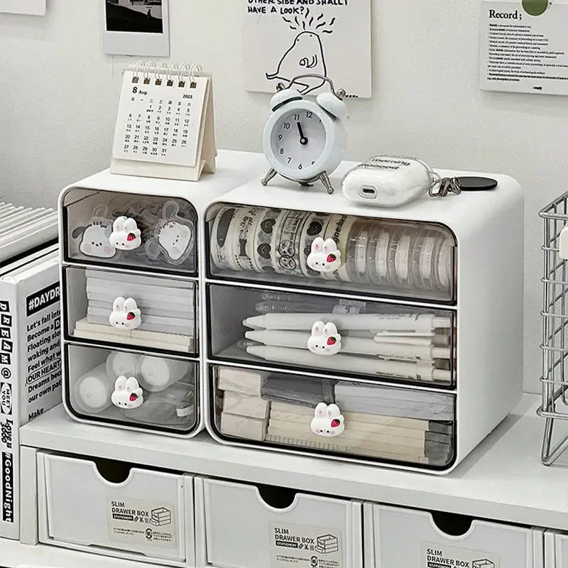 Desktop Drawer Box Desk Pen Holder Hair Accessories Storage Shelf Cosmetic Stationery Storage Box Home School Office Organizer