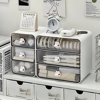 Desktop Drawer Box Desk Pen Holder Hair Accessories Storage Shelf Cosmetic Stationery Storage Box Home School Office Organizer