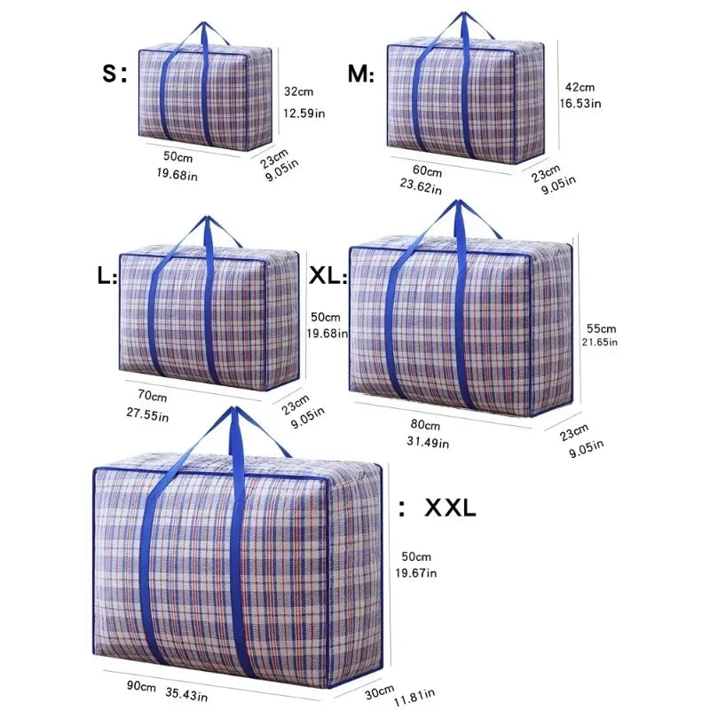 1PC foldable moving bag Large capacity woven bag snakeskin bag Waterproof portable mobile bag blue