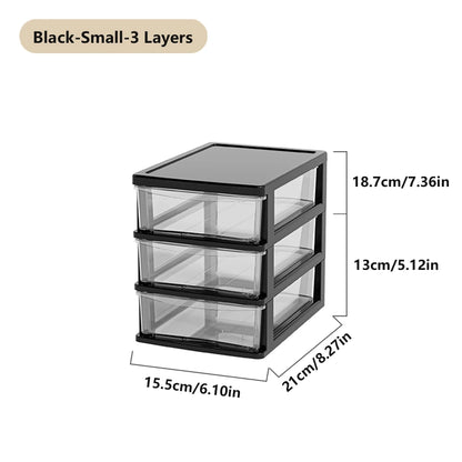 2-6 Layers small Desktop Storage Box with Drawer Heightened Table Organizer Plastic Office storage cabinet  for home Stationery