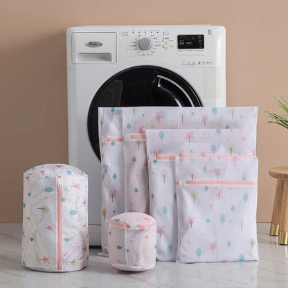 Laundry Bag Fine Mesh Cute Printted Washing Bags For Washing Machine Clothes Organizer Underwear Bra Clean Basket Multiple Sizes