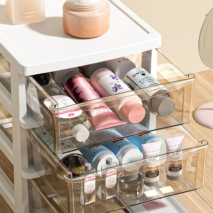 2-6 Layers small Desktop Storage Box with Drawer Heightened Table Organizer Plastic Office storage cabinet  for home Stationery