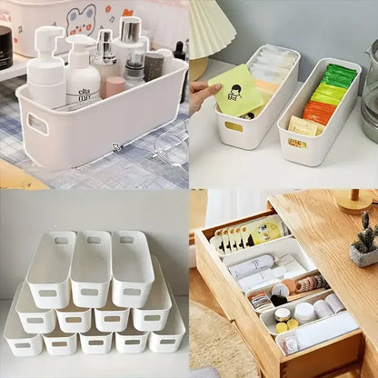 6pcs Stackable Storage Bins Versatile Organizer Set Office,Home,Closet Durable Containers Stationery,Cosmetics,Socks,Underwear