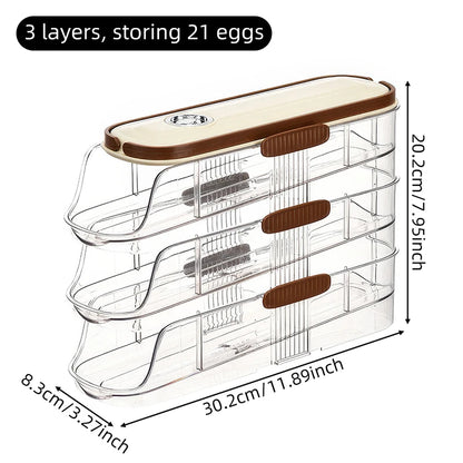 Large Egg shelf Holder for Fridge  Egg Organizer Clear Plastic Egg Container Stackable Egg Dispenser and Storage Bin
