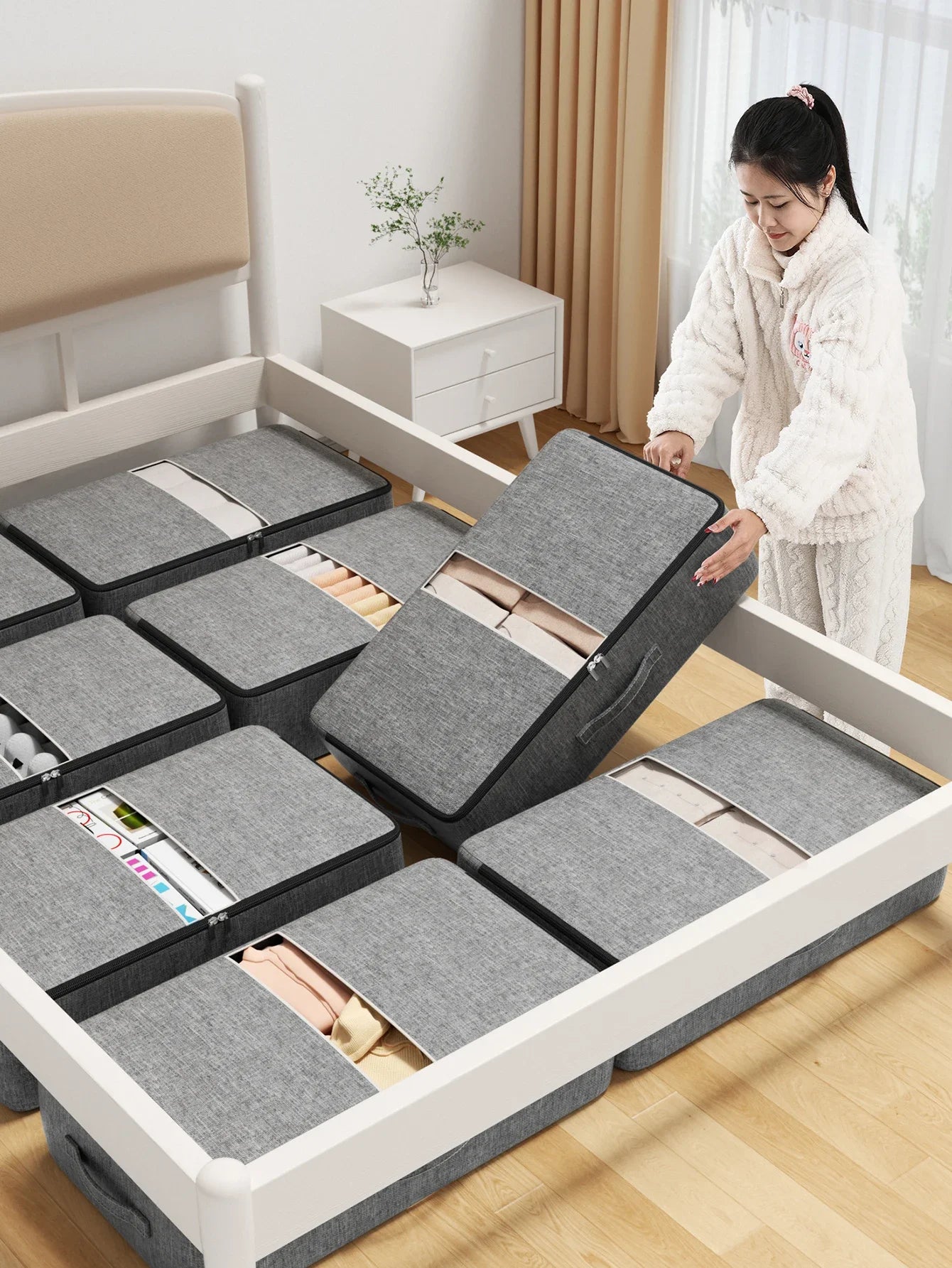 Extra - large Capacity Underbed Clothing Storage Bag: Foldable, for Quilts, Blankets, Pants & Coats, Ideal Wardrobe Organizer