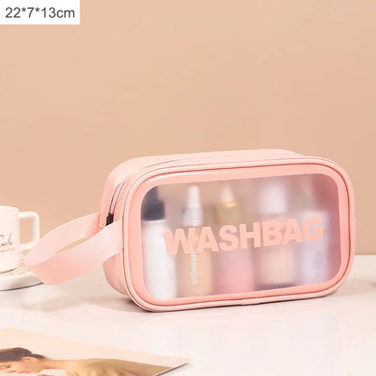 1pc Black Transparent Portable Women Travel Wash Bag Waterproof Makeup Storage Pouch Large Capacity Cosmetic Organizer
