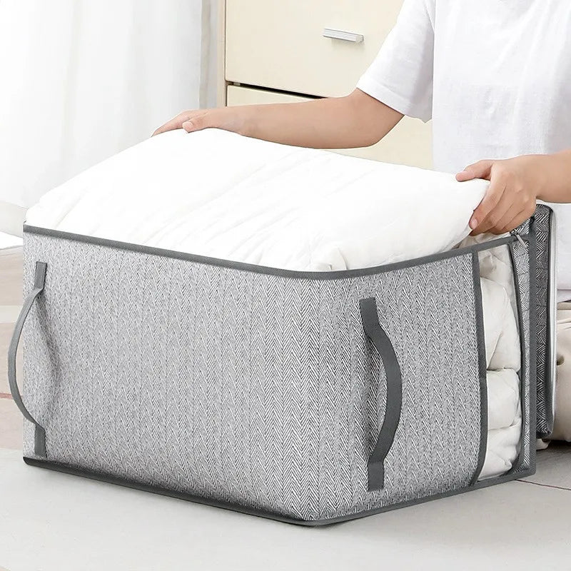 S/M/L 1pc gray clothes storage bag quilt storage bag wardrobe clothes sorting bag with window storage bag waterproof storage bag