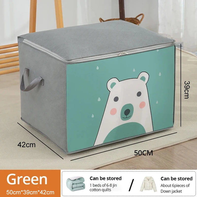 1pc Large Capacity Clothes Storage Bag Organizer With Reinforced Handle For Blankets Bedding Foldable With Zipper Storage Bag