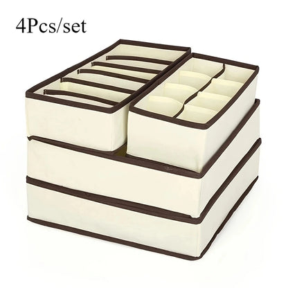 4Pcs/set Organizer For Underwear Socks Bra Pants Scarf Tie Storage Box Jeans Clothing Organization Dividers For Drawers