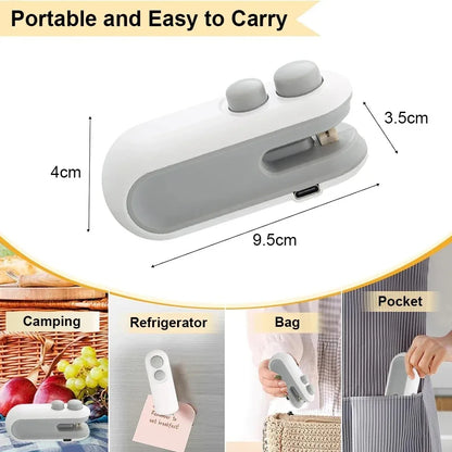 Mini Portable Sealing Machine, 2-in-1 Snack Household Rechargeable Sealing Machine, Vacuum Preservation Sealing Machine