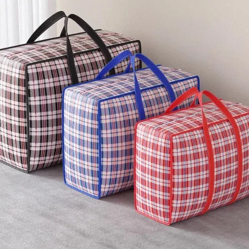 1PC foldable moving bag Large capacity woven bag snakeskin bag Waterproof portable mobile bag blue