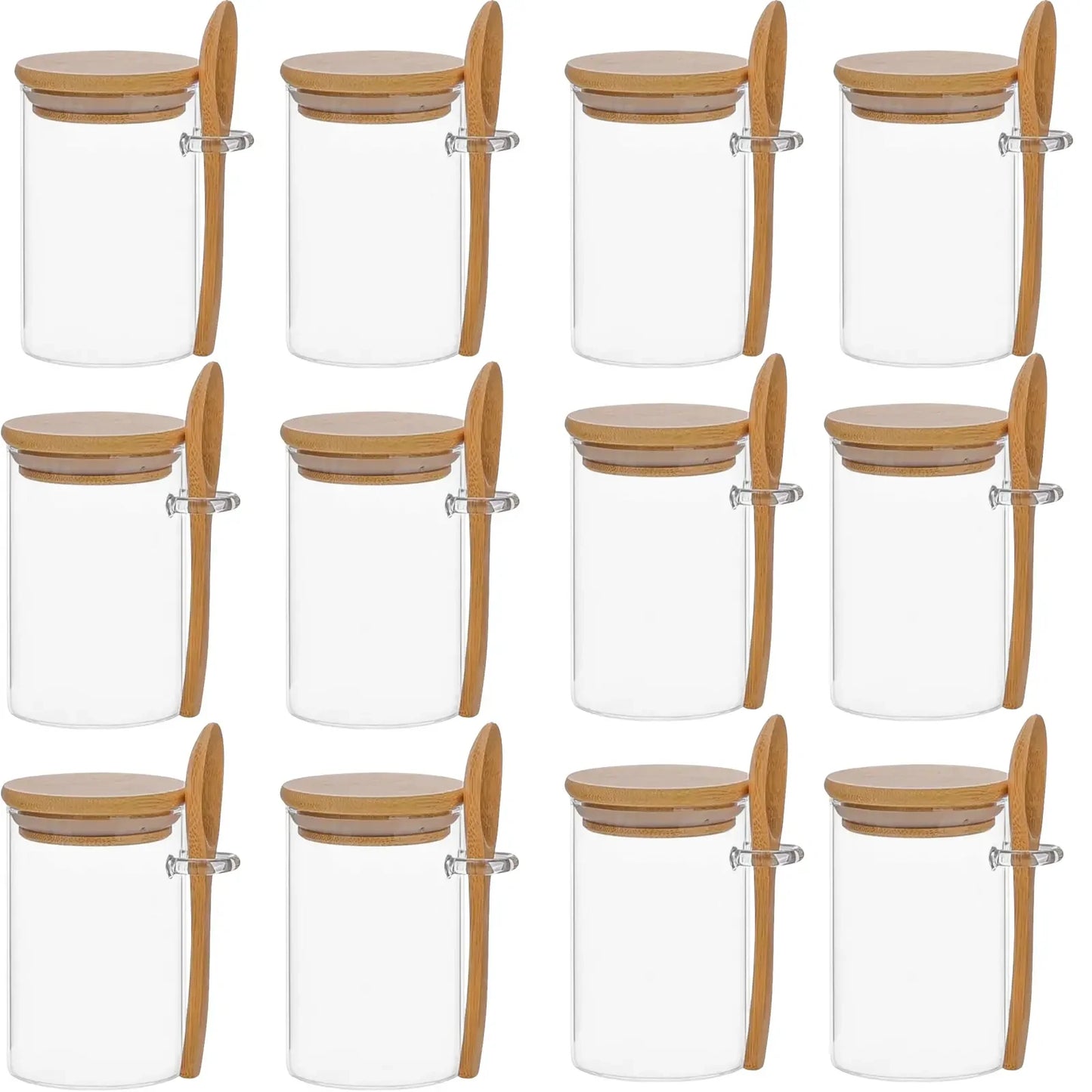 280ml Candy Jar, Biscuit Jar, Glass Storage Jar With Sealed Bamboo Lid And Spoon - 10oz Transparent Glass Bulk Food Storage Jar