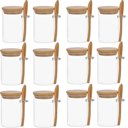 280ml Candy Jar, Biscuit Jar, Glass Storage Jar With Sealed Bamboo Lid And Spoon - 10oz Transparent Glass Bulk Food Storage Jar