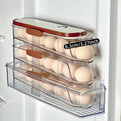 Large Egg shelf Holder for Fridge  Egg Organizer Clear Plastic Egg Container Stackable Egg Dispenser and Storage Bin