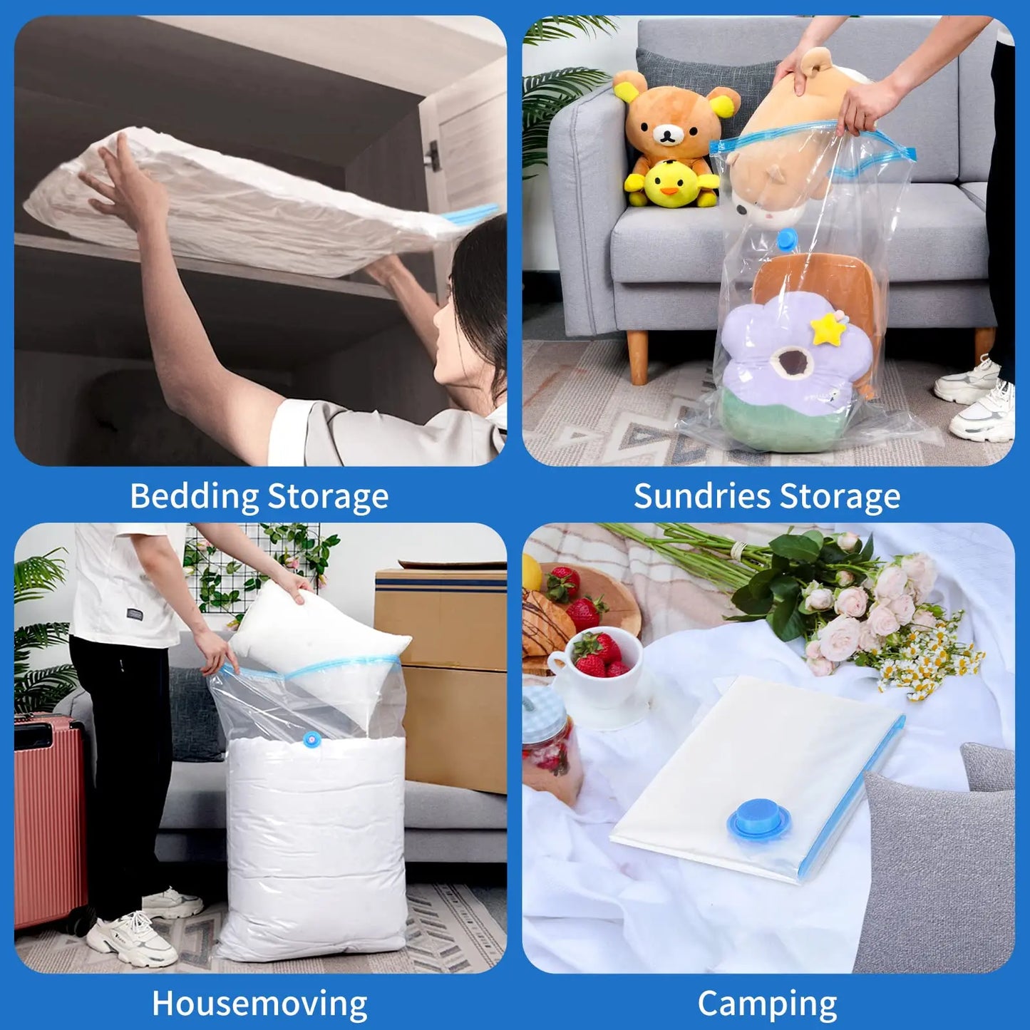 Vacuum Storage Bags Vacuum Seal Bag Space Saving Bags for Comforters Clothes Pillow Bedding Blanket Storage