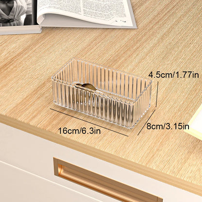 Transparent PET Multi-Compartment Drawer Organizer Cosmetic Makeup Storage Box Slide-Tracked Stackable for Desktop Kitchen Bathr