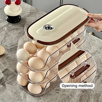 Large Egg shelf Holder for Fridge  Egg Organizer Clear Plastic Egg Container Stackable Egg Dispenser and Storage Bin