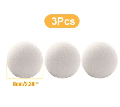 6Pcs Reusable Wool Dryer Balls Clothes Softener Laundry Fleece Dryer Ball Kit Home Clothes Dryer Washing Machine 3/4/5/6/7cm