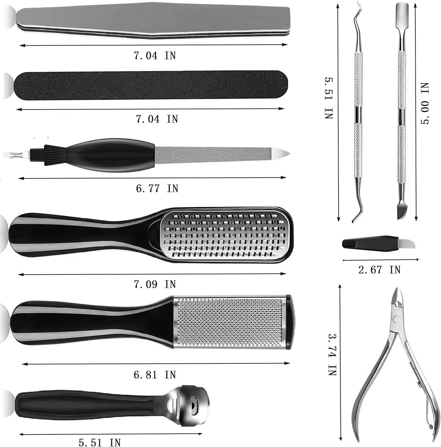 Pedicure Kit 8/10/23 in 1 Stainless Steel Professional Pedicure Tools Set Foot Rasp Peel Callus Dead Skin Remover