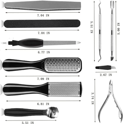 Pedicure Kit 8/10/23 in 1 Stainless Steel Professional Pedicure Tools Set Foot Rasp Peel Callus Dead Skin Remover