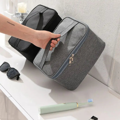 Square Business Travel Toiletry Bag Double-layer Large Capacity Makeup Bag Oxford Cloth Storage Bag Portable Handbag