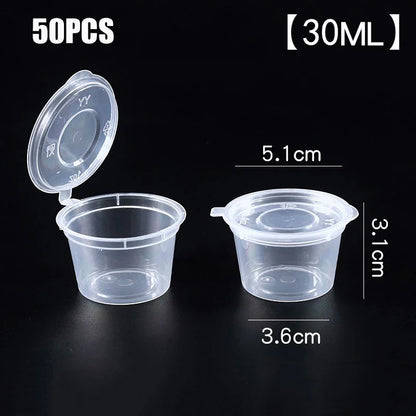 50Pcs Plastic Sauce Jars With Lids Food Sauce Cup Disposable Leak-Proof Packaging Containers Salad Dressings Seasoning