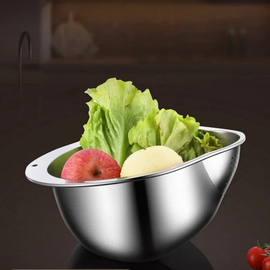 Rice Washer Strainer Bowl Stainless SteelRice Washing Bowl Rice Sieve Colander Fruit And Vegetable Strainer Kitchen Tools